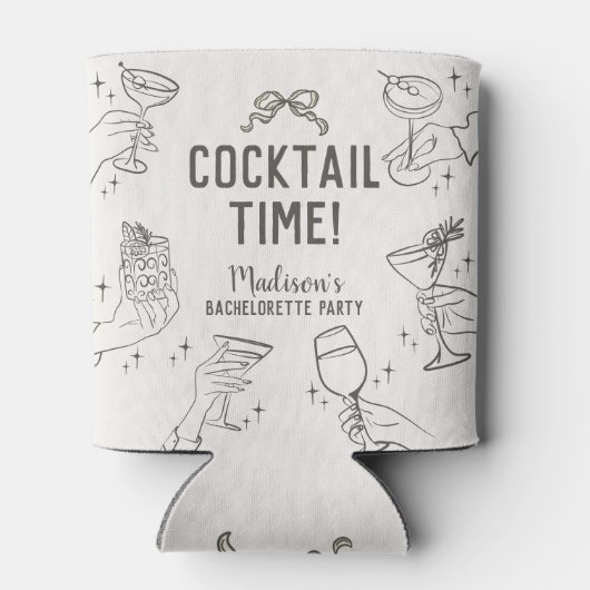 Beige Cocktail Party Retro Bachelorette Favorieten Blikjeskoeler (Achterkant)