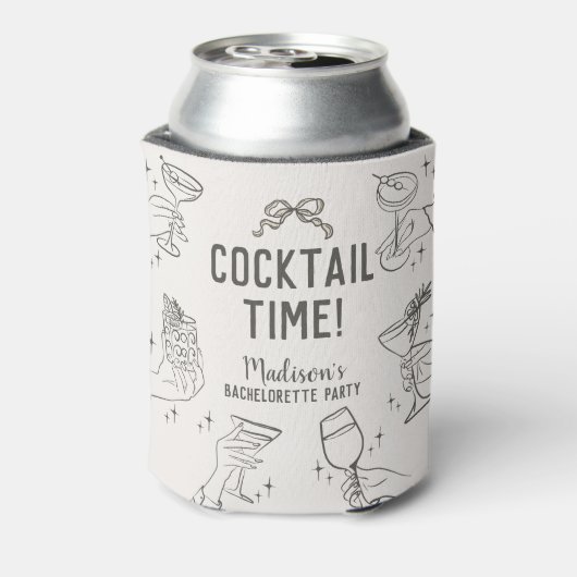 Beige Cocktail Party Retro Bachelorette Favorieten Blikjeskoeler (Blikje Achterkant)
