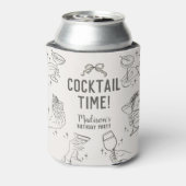 Beige Cocktail Party Retro Verjaardagsgunsten Blikjeskoeler (Blikje Achterkant)