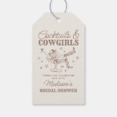 Beige cocktails en cowgirls Vrijgezellenfeest guns Cadeaulabel (Achterkant)