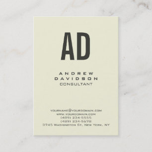Beige Color Trendy Vertical Monogram Visitekaartje