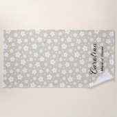 Beige Confetti Bloemen Bruidsmeisje Strandlaken (Voorkant)