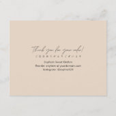 Beige Cookie Care Instructions Minimalist Script Bedankkaart (Achterkant)