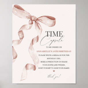 Beige Coquette Boog Verjaardag Tijd Capsule Teken Poster