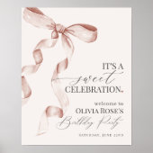 Beige Coquette Bow Affiche de bienvenue de fête d' (Devant)