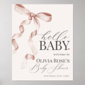 Beige Coquette Bow fille Baby shower Affiche de bi (Devant)