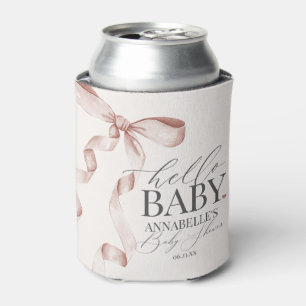 Beige Coquette Bow Girl Baby shower Dessert Favors Blikjeskoeler