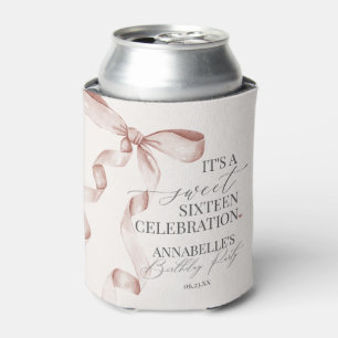 Beige Coquette Bow Sweet 16 Verjaardagsfeest Favor Blikjeskoeler