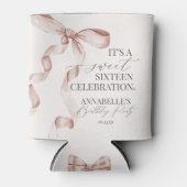 Beige Coquette Bow Sweet 16 Verjaardagsfeest Favor Blikjeskoeler (Voorkant)