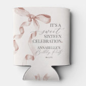 Beige Coquette Bow Sweet 16 Verjaardagsfeest Favor Blikjeskoeler (Achterkant)