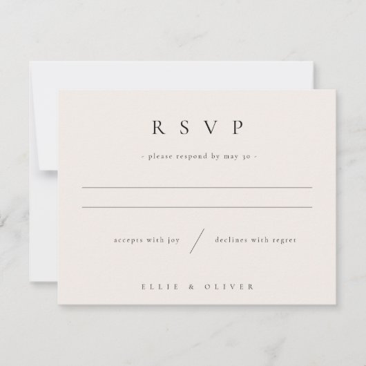Beige Cream Boho Wedding Reply Modern RSVP Kaartje (Voorkant)