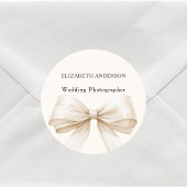 Beige Cream Bow Business Ronde Sticker