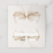Beige Cream Bow Ivory Place Cards | Elegant Folded (Buitenkant ongevouwen)
