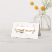Beige Cream Bow Ivory Place Cards Elegant Folded (Voorkant)