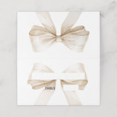 Beige cream Bow Place Cards Elegant Folded (Buitenkant ongevouwen)