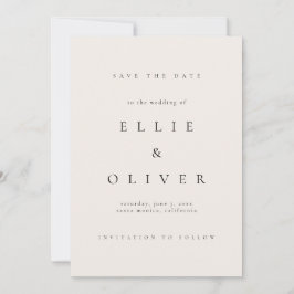 Beige Cream en Black Elegant Boho Bewaar de datum Kaart