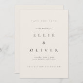 Beige Cream en Black Elegant Boho Bewaar de datum Kaart (Voorkant / Achterkant)