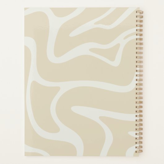 Beige Cream Organic Pattern with Custom Script Planner (Achterkant)