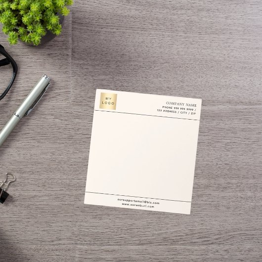 Beige crème bedrijf logo letterhead notitieblok