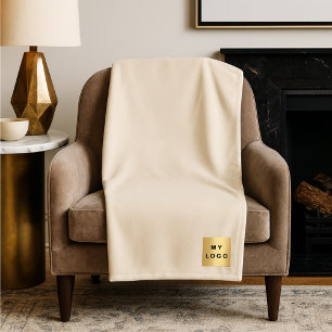 Beige crème bedrijf logo op maat gemaakte bedrijfs fleece deken