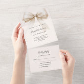 Beige crème boog verjaardagsfeest rsvp all in one uitnodiging (Afscheurbaar)