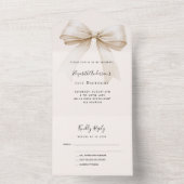 Beige crème boog verjaardagsfeest rsvp all in one uitnodiging (Binnen)