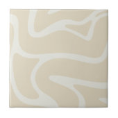 Beige Crème Eenvoudig Organisch Patroon Tegeltje (Voorkant)