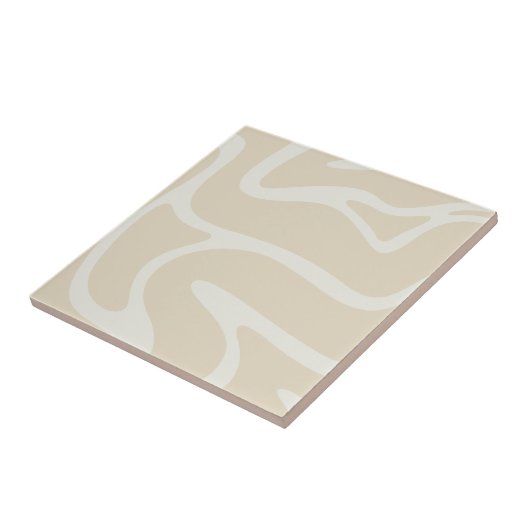 Beige Crème Eenvoudig Organisch Patroon Tegeltje (Zijkant)