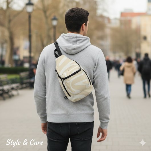 Beige Crème Eenvoudige Organische Patroon Schouder Sling Bag