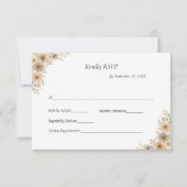 Beige Crème Grijs Bloemen Traditionele Formele Huw RSVP Kaartje (Voorkant)