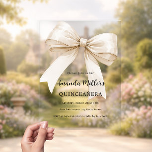 Beige crème lint helder Quinceanera luxe Acryl Uitnodigingen