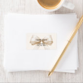 Beige crème lint terug stuuradres  etiket (Insitu)