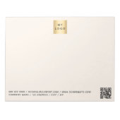 Beige crème QR code bedrijf logo Notitieblok (Voorkant)