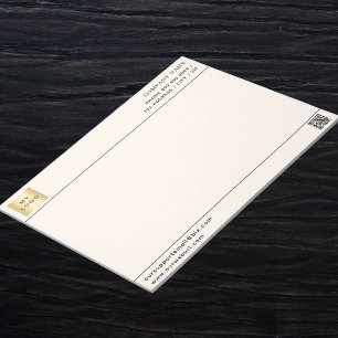 Beige crème QR code business logo briefhoofd Notitieblok