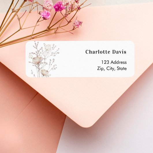 Beige crème wilde bloemen retouradres  etiket