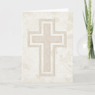 Beige Cross 2 Blank Christelijk Wenskaart Feestdagen Kaart