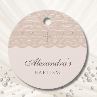 Beige Cross Christian Baptism Thank You  Bedankjes Labels