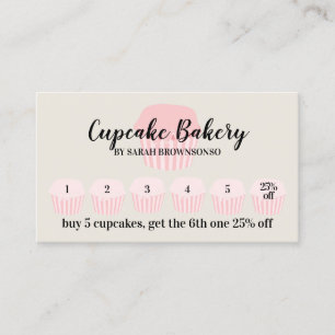 Beige Cupcake Bakkerij Cafe Loyalty Stempel Kortin Visitekaartje