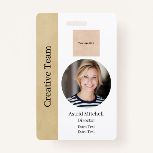 Beige Custom Company Modern Employé ID Badge (Devant)