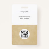 Beige Custom Company Modern Employé ID Badge (Dos)