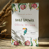 Beige Cute Bloemen Baby Shower Uitnodiging