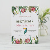 Beige Cute Bloemen Baby Shower Uitnodiging (Staand voorkant)