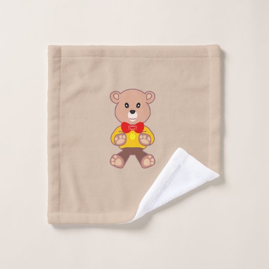 Beige Cute Bowtie Teddy Bear Serviette (Gant de toilette)