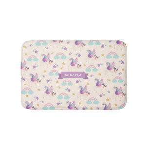 Beige Cute Regenboog Eenhoorn Kinderen Badmat