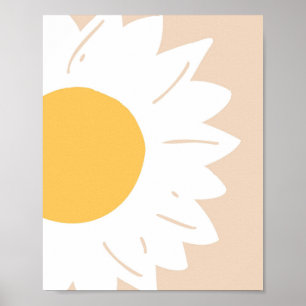 Beige Daisy – Minimalistische bloemige wandkunst Poster