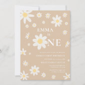Beige Daisy Première 1ère invitation à l'anniversa (Devant)