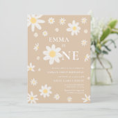 Beige Daisy Première 1ère invitation à l'anniversa (Debout devant)