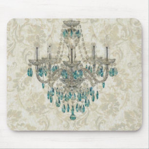 beige Damask French Country blue Chandelier Muismat
