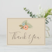 Beige Dank u mooie bloemen Bedankkaart (Staand voorkant)