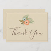 Beige Dank u mooie bloemen Bedankkaart (Voorkant / Achterkant)